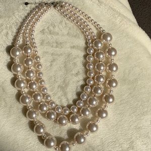 Faux Pearl 3 Strand  Necklace